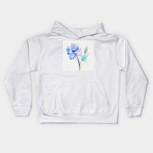 Blue Watercolor Flower Kids Hoodie